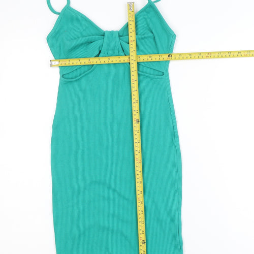 Primark Women Green Size 8 Bodycon Knit Sleeveless Dress