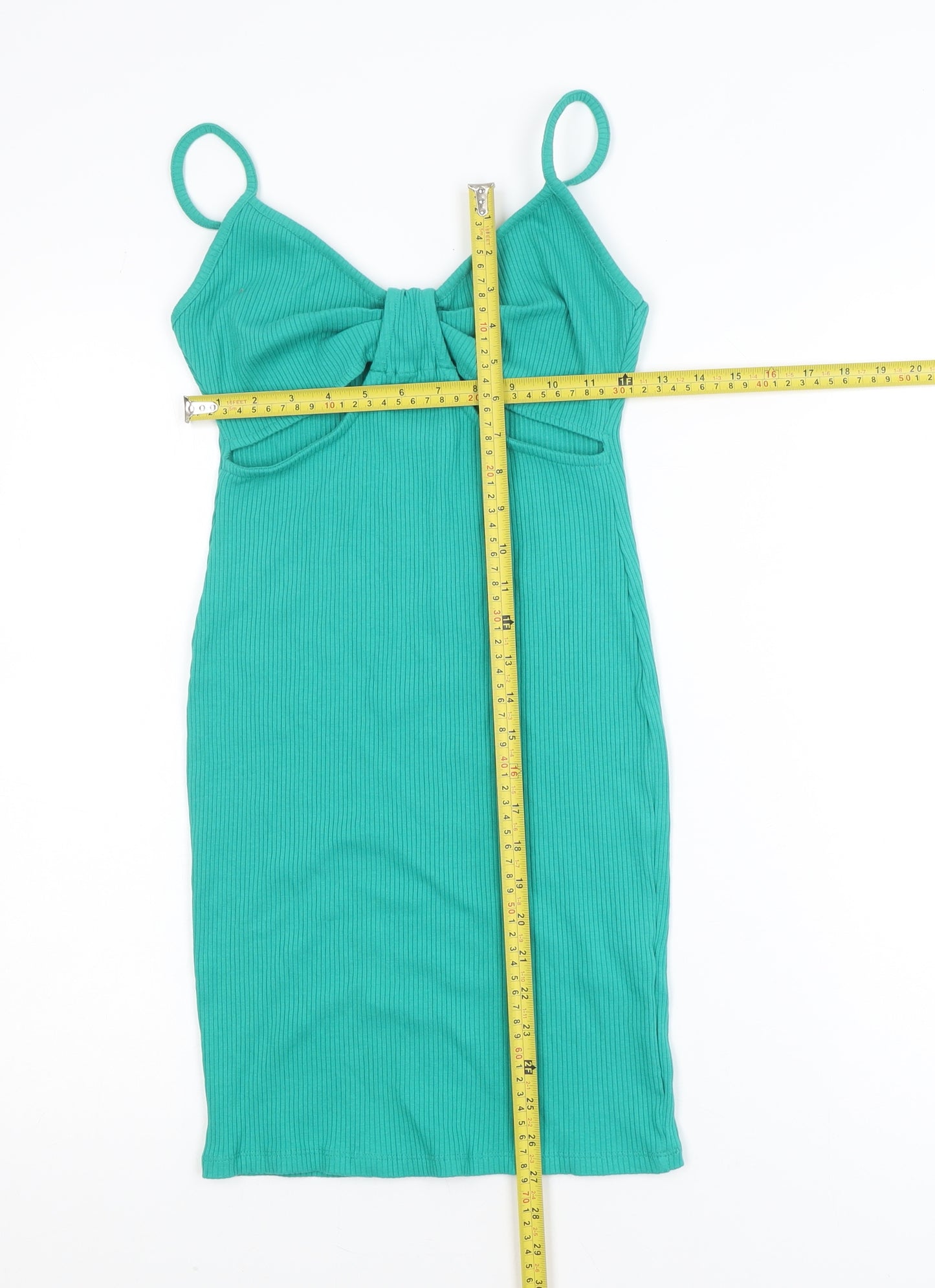 Primark Women Green Size 8 Bodycon Knit Sleeveless Dress