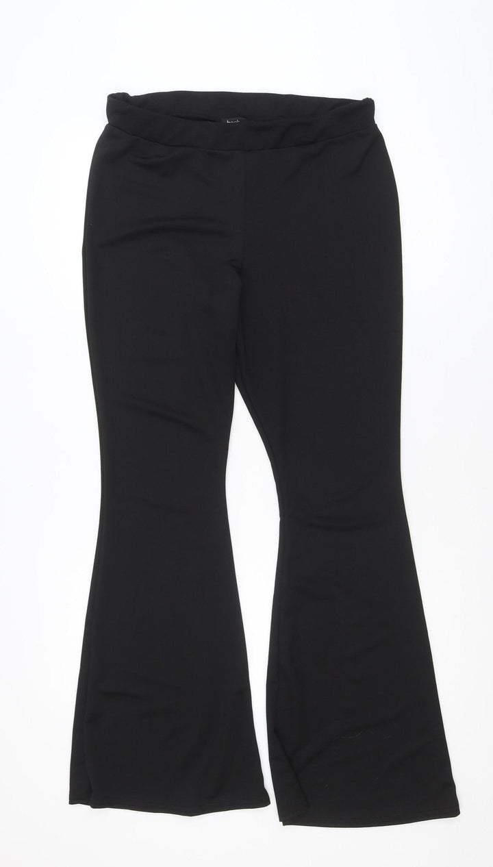 Boohoo Women Black Size 14 Mid Rise Stretch Jersey Leggings