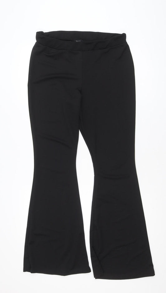 Boohoo Women Black Size 14 Mid Rise Stretch Jersey Leggings