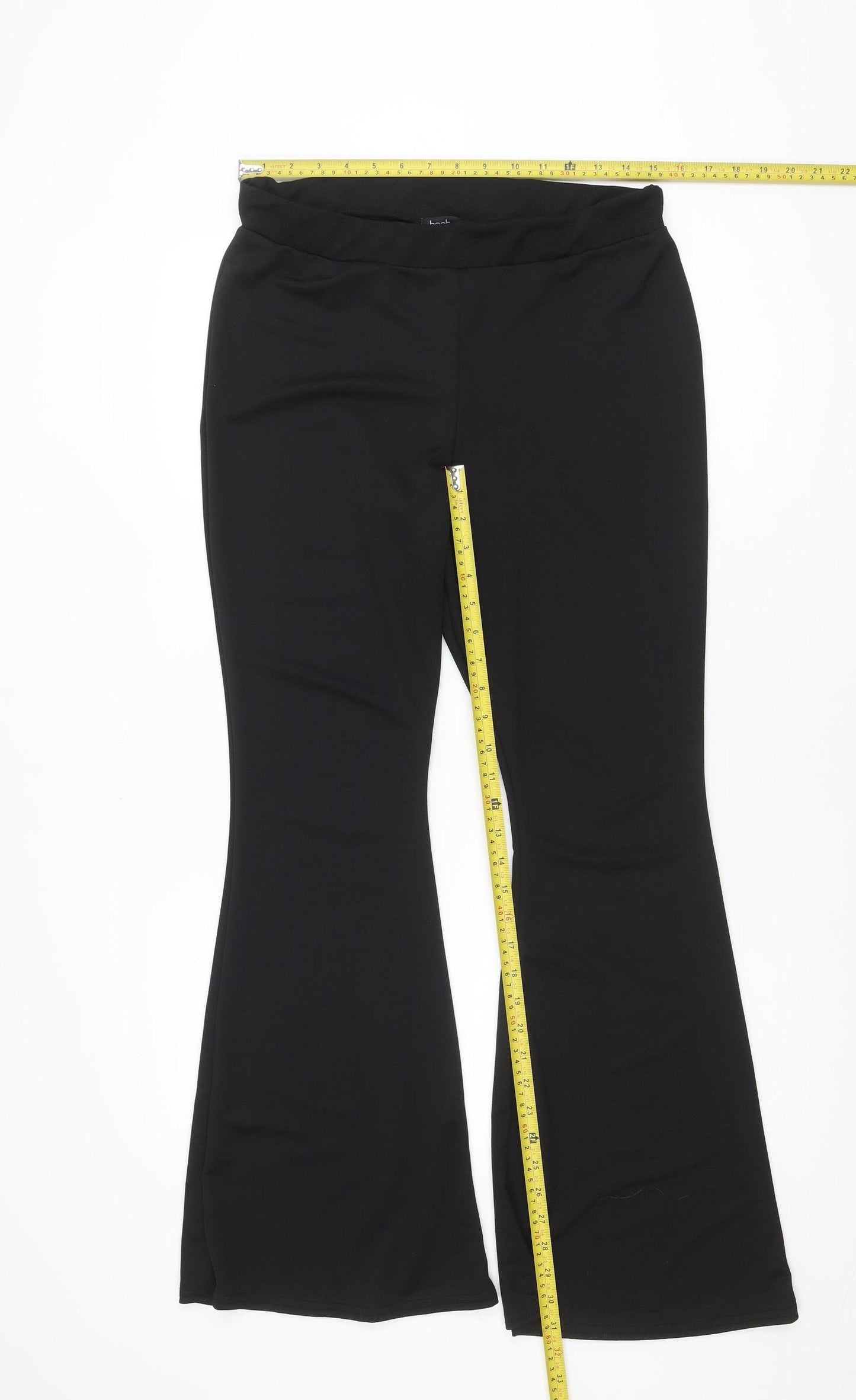Boohoo Women Black Size 14 Mid Rise Stretch Jersey Leggings