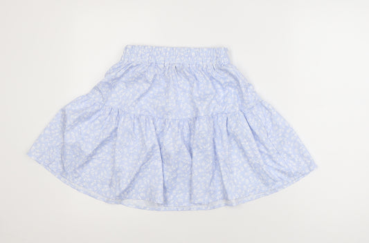 SHEIN Women Blue Floral A-Line Short Skirt XS Lightweight