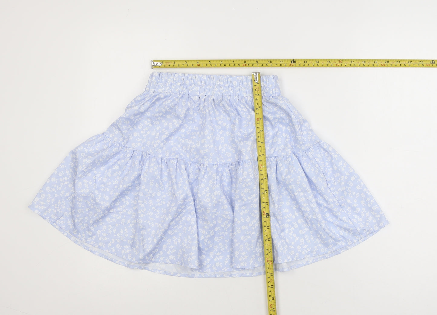 SHEIN Women Blue Floral A-Line Short Skirt XS Lightweight