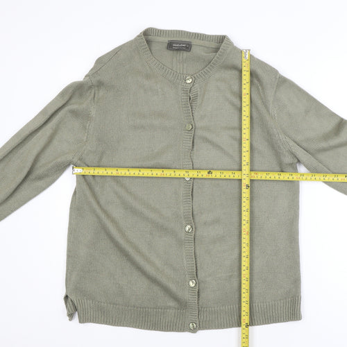 Essentials M Womens Green Cotton Button Cardigan Size M