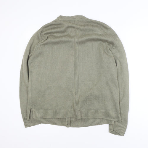 Essentials M Womens Green Cotton Button Cardigan Size M
