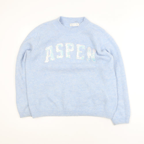 Primark Women Blue Sequin Aspen Pullover Jumper Size M