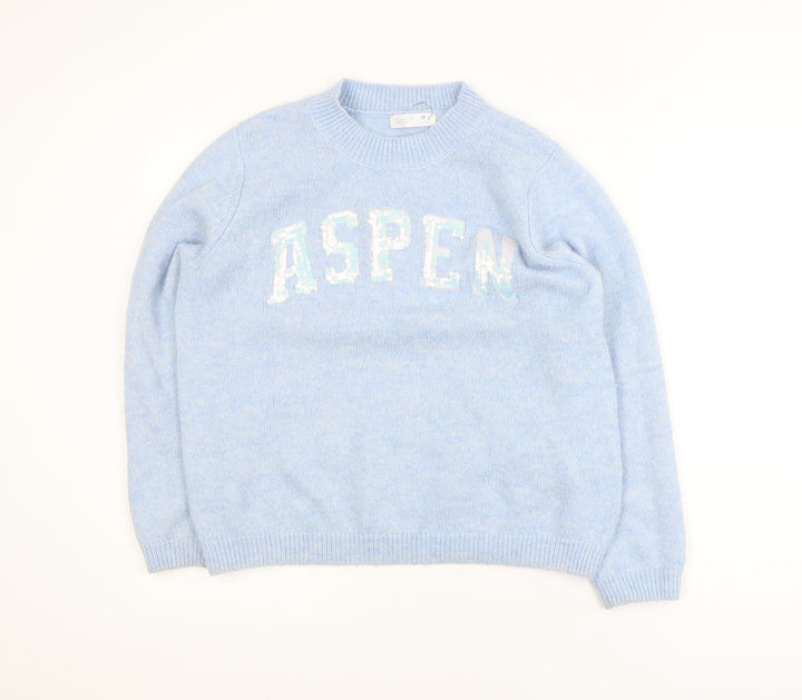 Primark Women Blue Sequin Aspen Pullover Jumper Size M