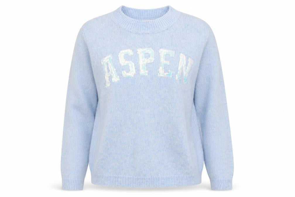 Front view of Primark Women Blue Sequin Aspen jumper, size M
