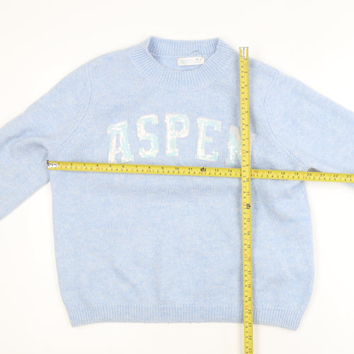 Primark Women Blue Sequin Aspen Pullover Jumper Size M