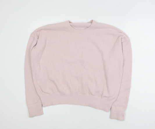 Savida Women Light Pink Pullover Sweater XL Nylon Crew Neck