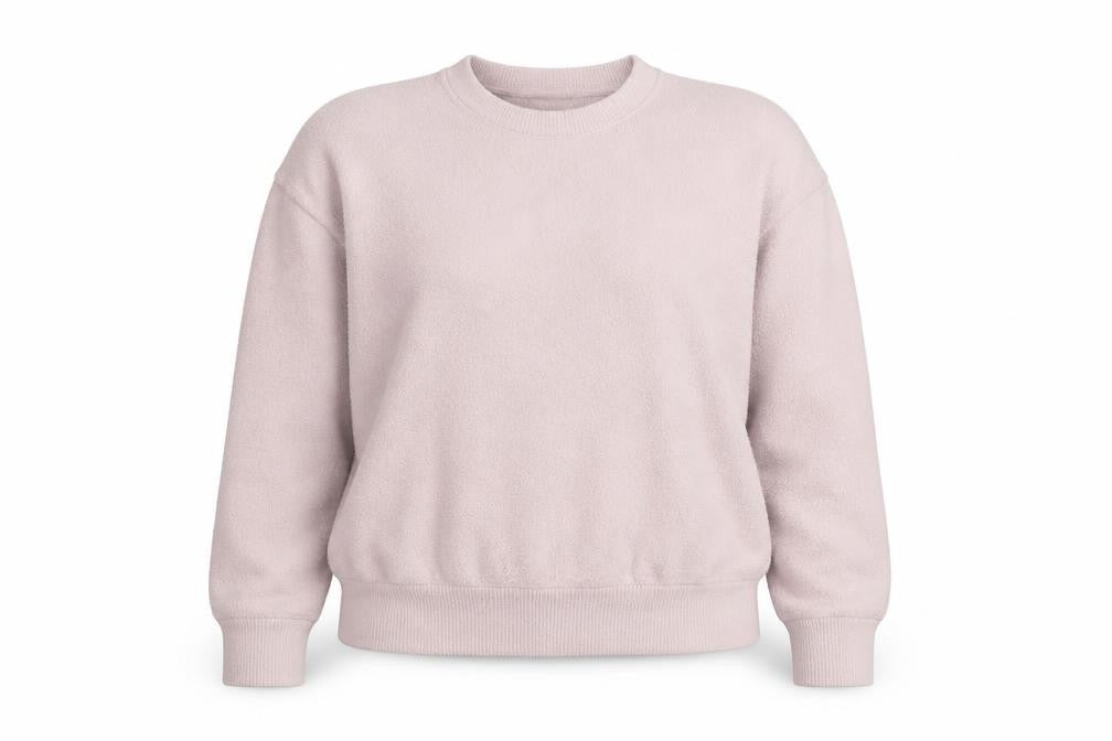 Front view of Savida Women Light Pink Pullover Sweater XL Nylon Crew Neck
