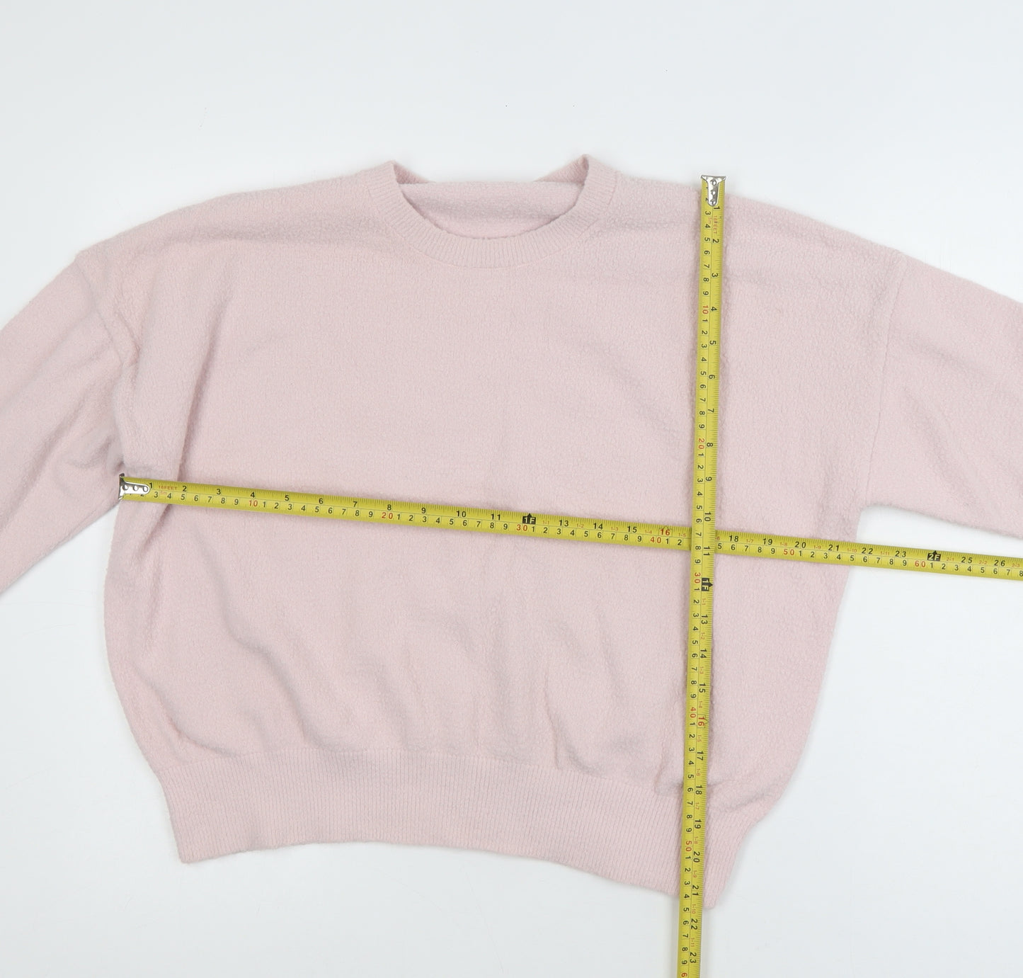 Savida Women Light Pink Pullover Sweater XL Nylon Crew Neck