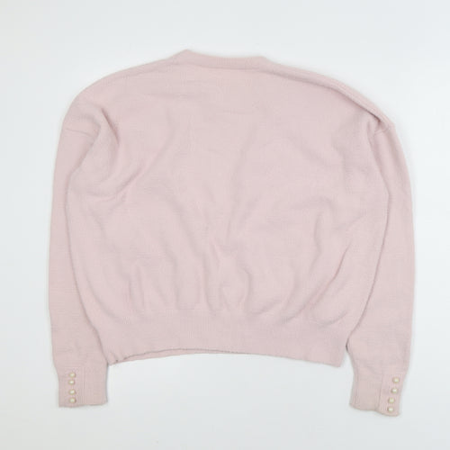 Savida Women Light Pink Pullover Sweater XL Nylon Crew Neck