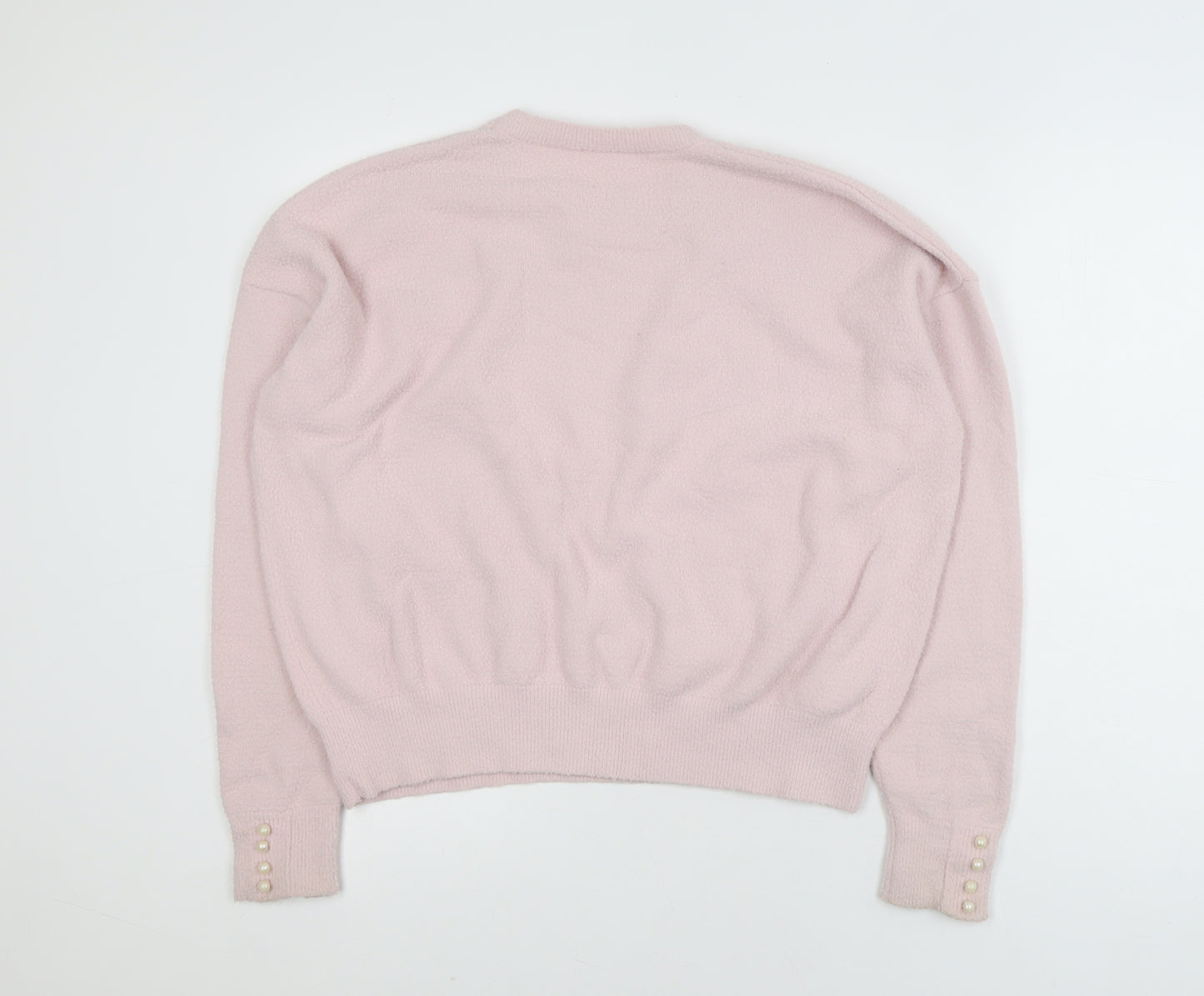 Savida Women Light Pink Pullover Sweater XL Nylon Crew Neck