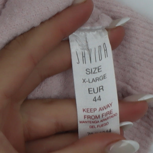Savida Women Light Pink Pullover Sweater XL Nylon Crew Neck