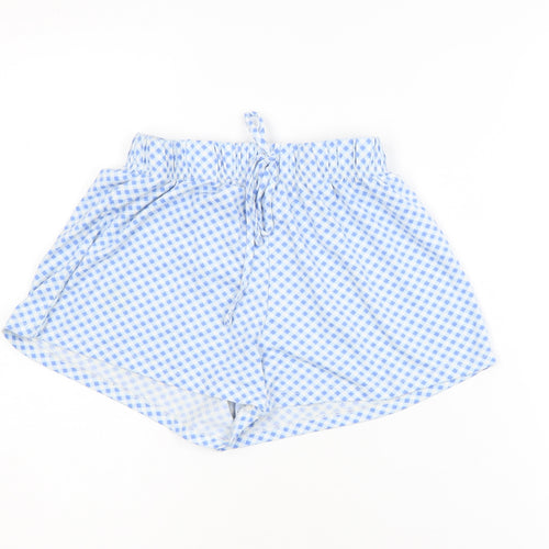 Primark Women Blue Check Gingham Drawstring Shorts XS
