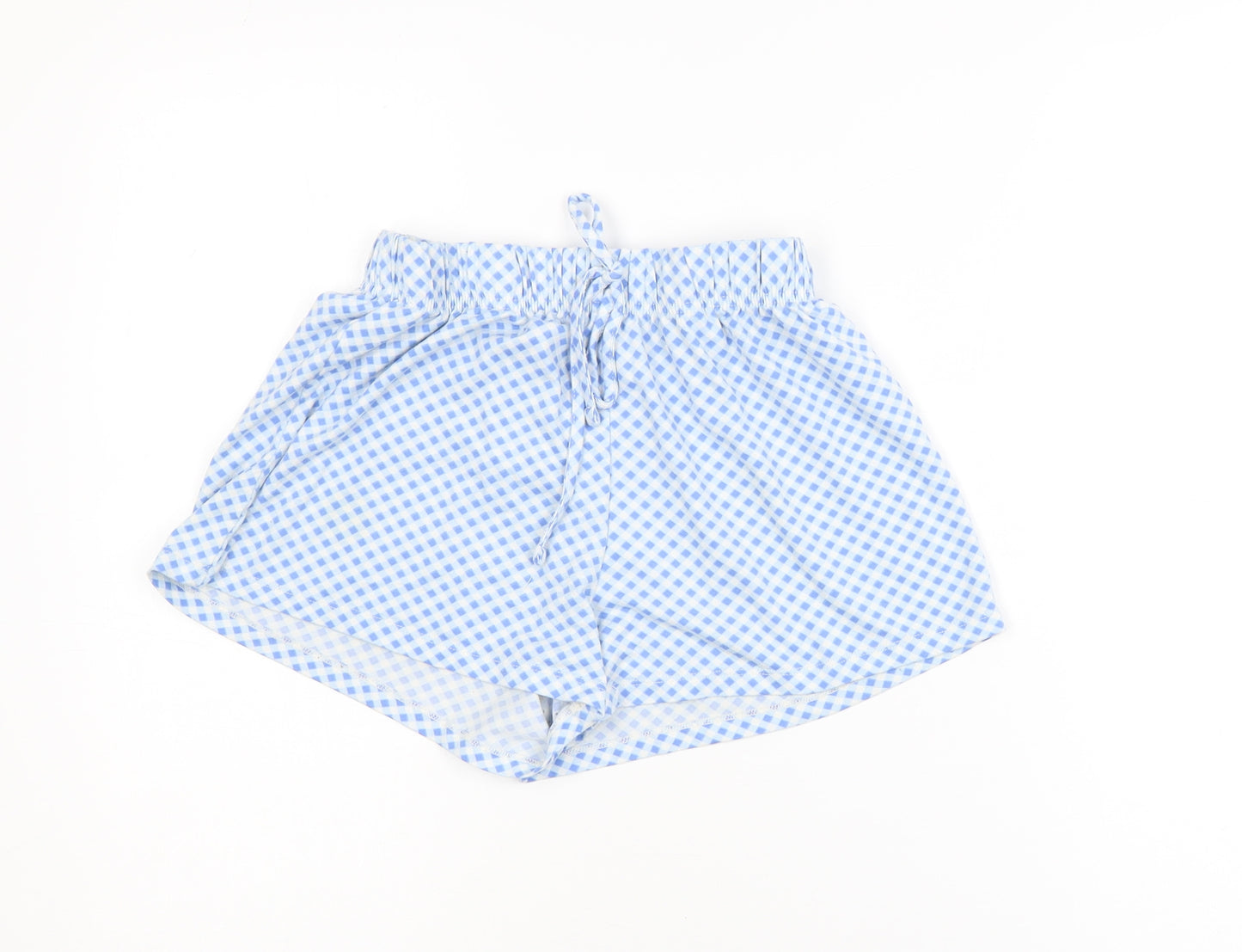 Primark Women Blue Check Gingham Drawstring Shorts XS
