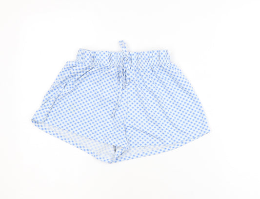 Primark Women Blue Check Gingham Drawstring Shorts XS