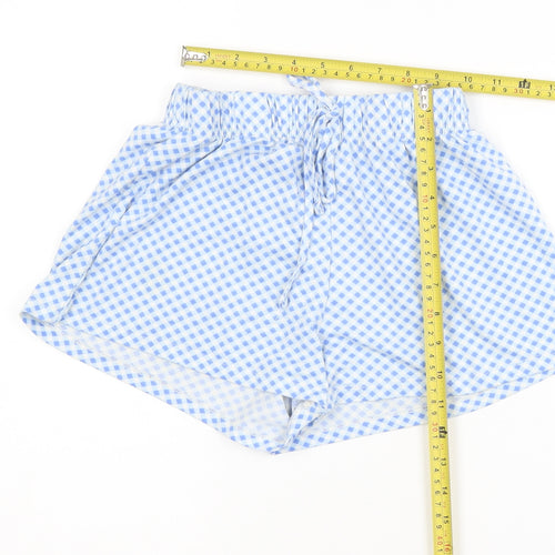Primark Women Blue Check Gingham Drawstring Shorts XS