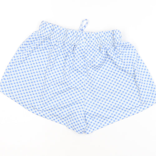 Primark Women Blue Check Gingham Drawstring Shorts XS
