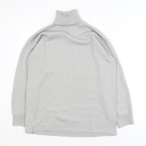 Signature Classic Women's Grey Roll Neck Wool Blend Jumper Size L