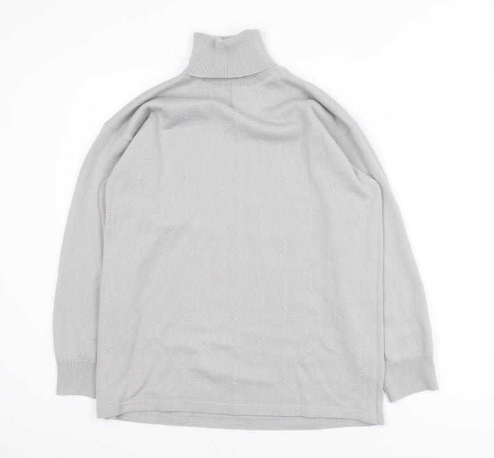 Signature Classic Women's Grey Roll Neck Wool Blend Jumper Size L