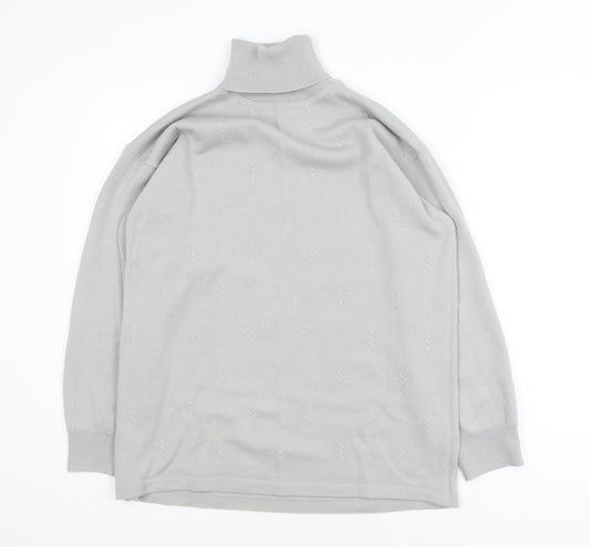 Signature Classic Women's Grey Roll Neck Wool Blend Jumper Size L