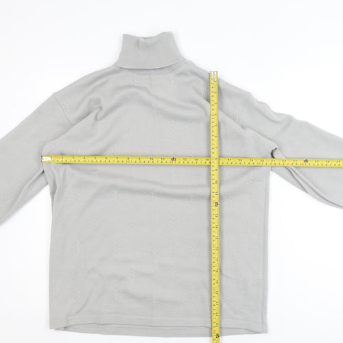 Signature Classic Women's Grey Roll Neck Wool Blend Jumper Size L