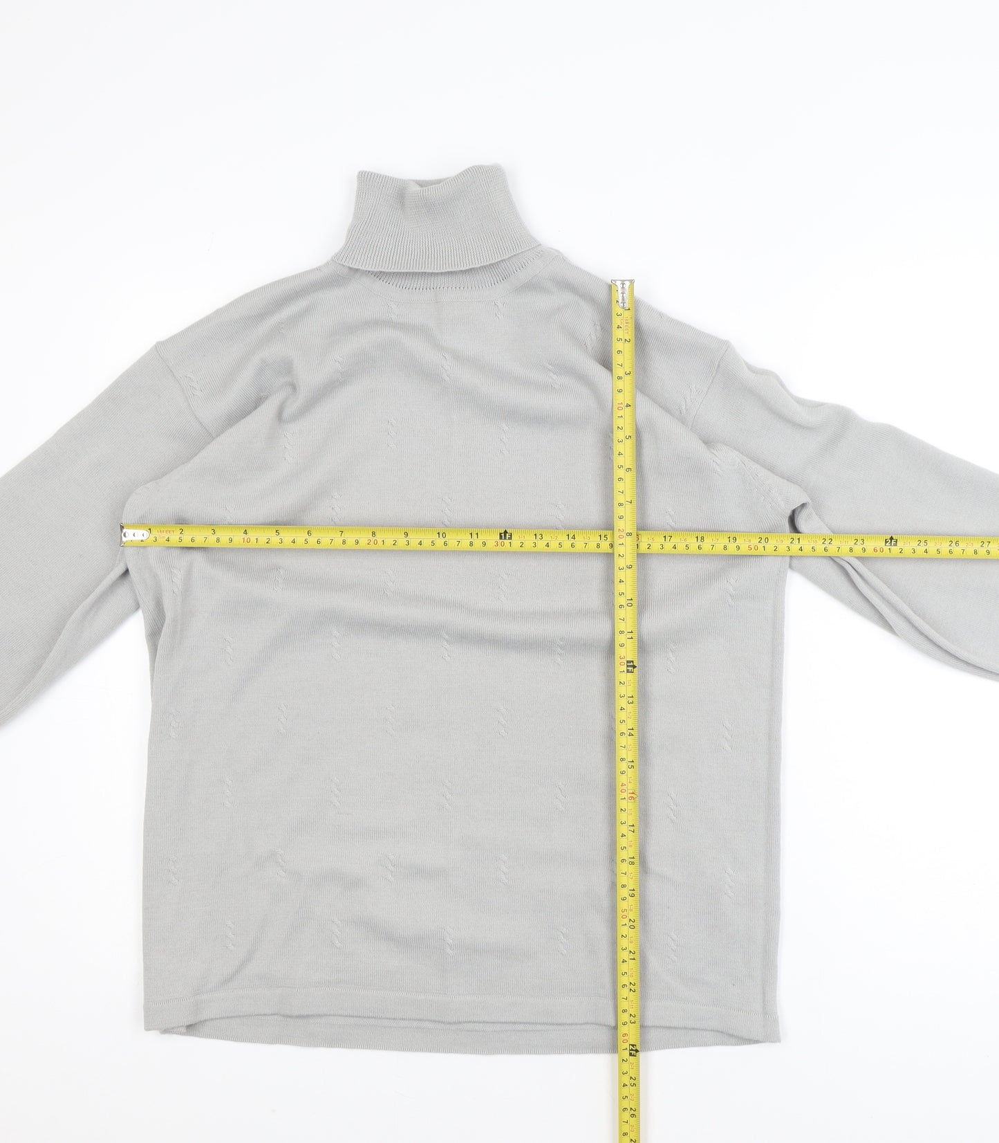 Signature Classic Women's Grey Roll Neck Wool Blend Jumper Size L