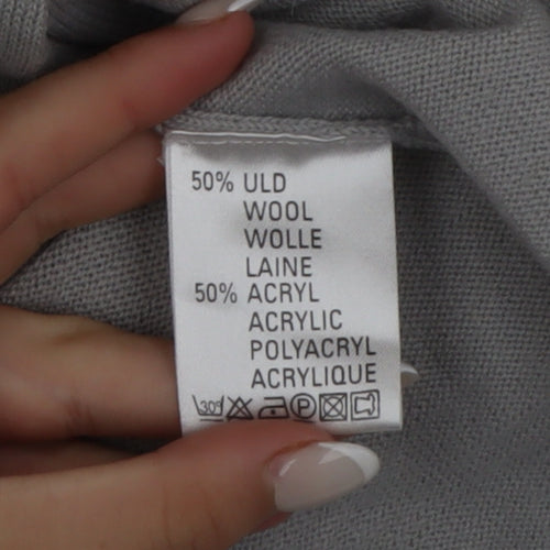 Signature Classic Women's Grey Roll Neck Wool Blend Jumper Size L