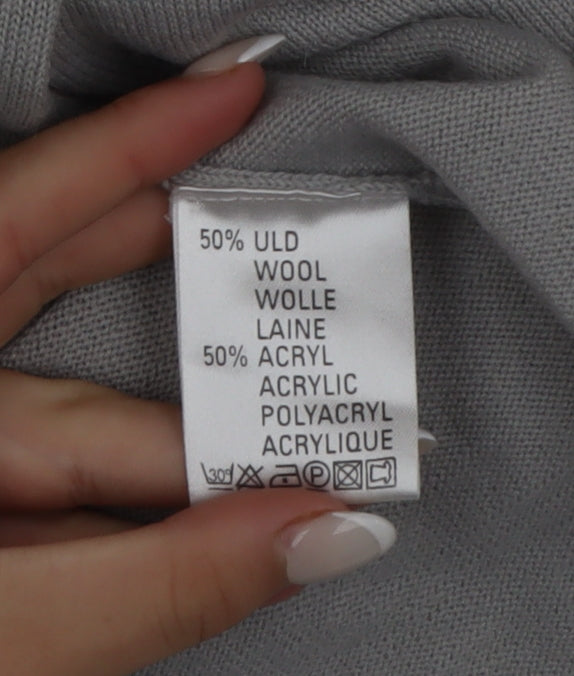 Signature Classic Women's Grey Roll Neck Wool Blend Jumper Size L
