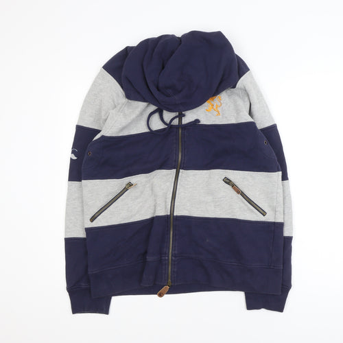 Canterbury Men’s Blue Grey Hooded Full Zip Rugby Jacket L