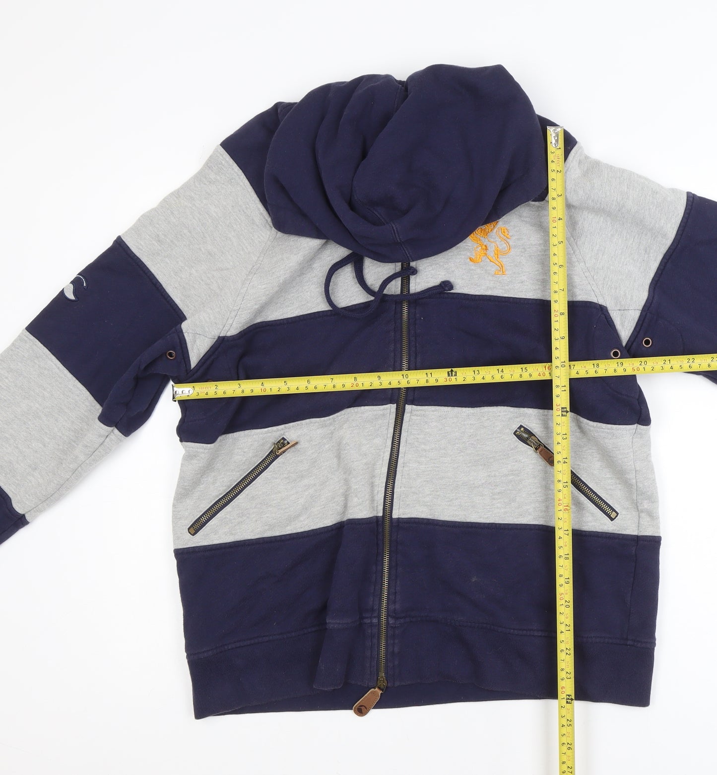 Canterbury Men’s Blue Grey Hooded Full Zip Rugby Jacket L