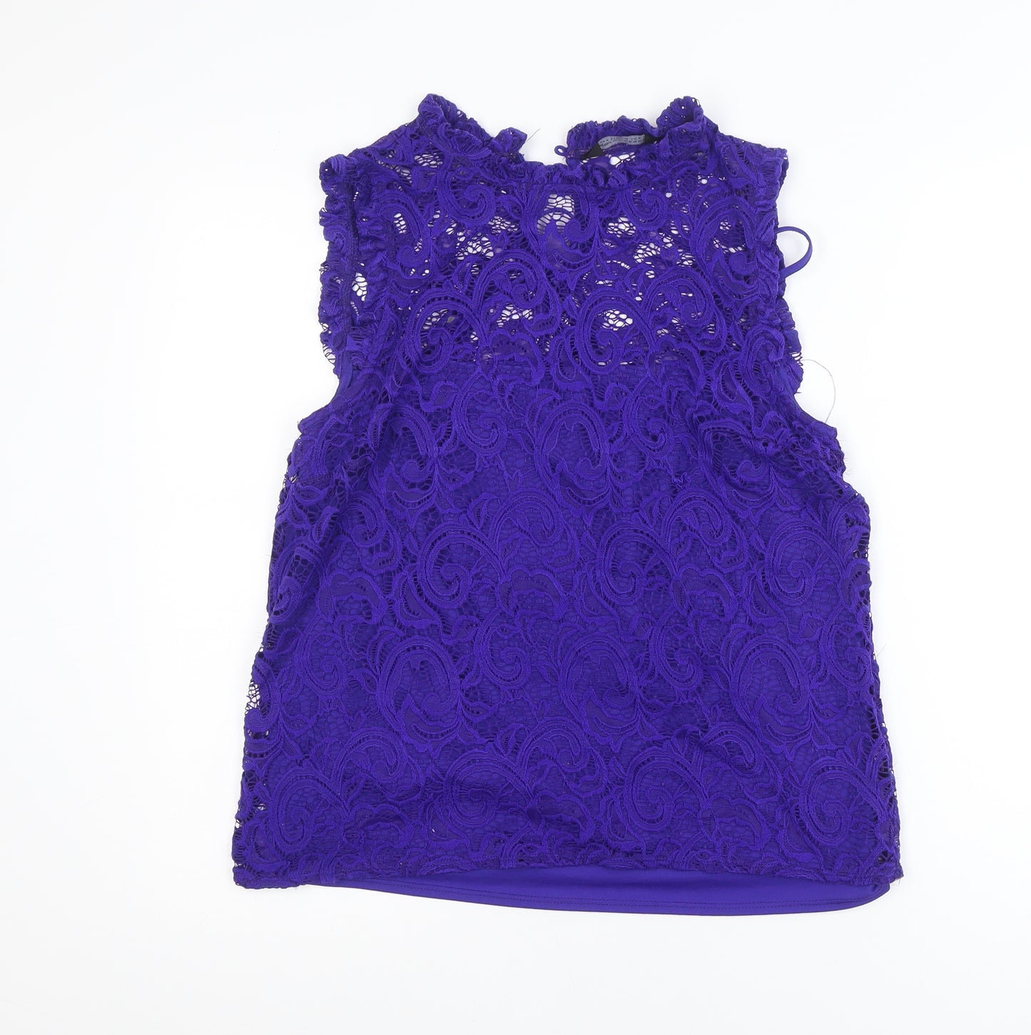 Dorothy Perkins Women’s Purple Lace High Neck Sleeveless Blouse Size 12
