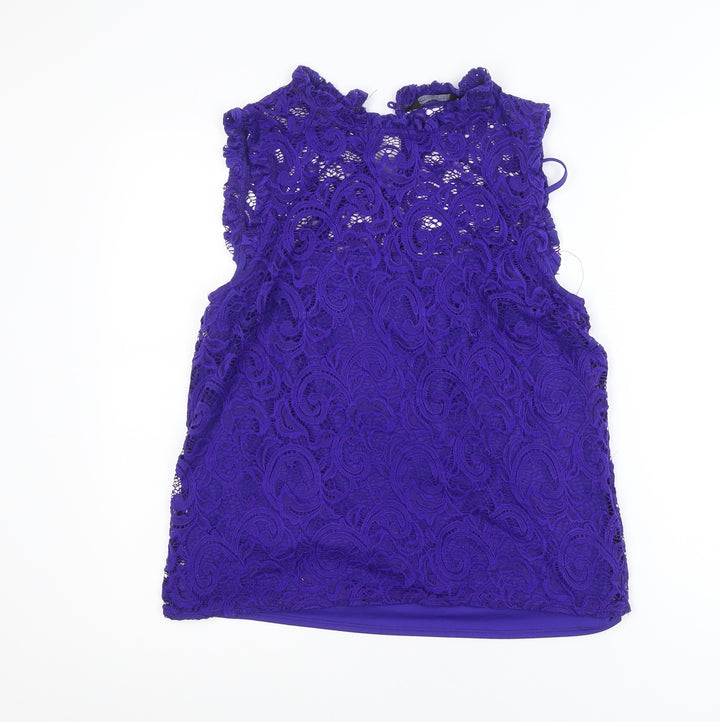 Dorothy Perkins Women’s Purple Lace High Neck Sleeveless Blouse Size 12