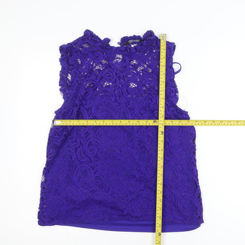 Dorothy Perkins Women’s Purple Lace High Neck Sleeveless Blouse Size 12