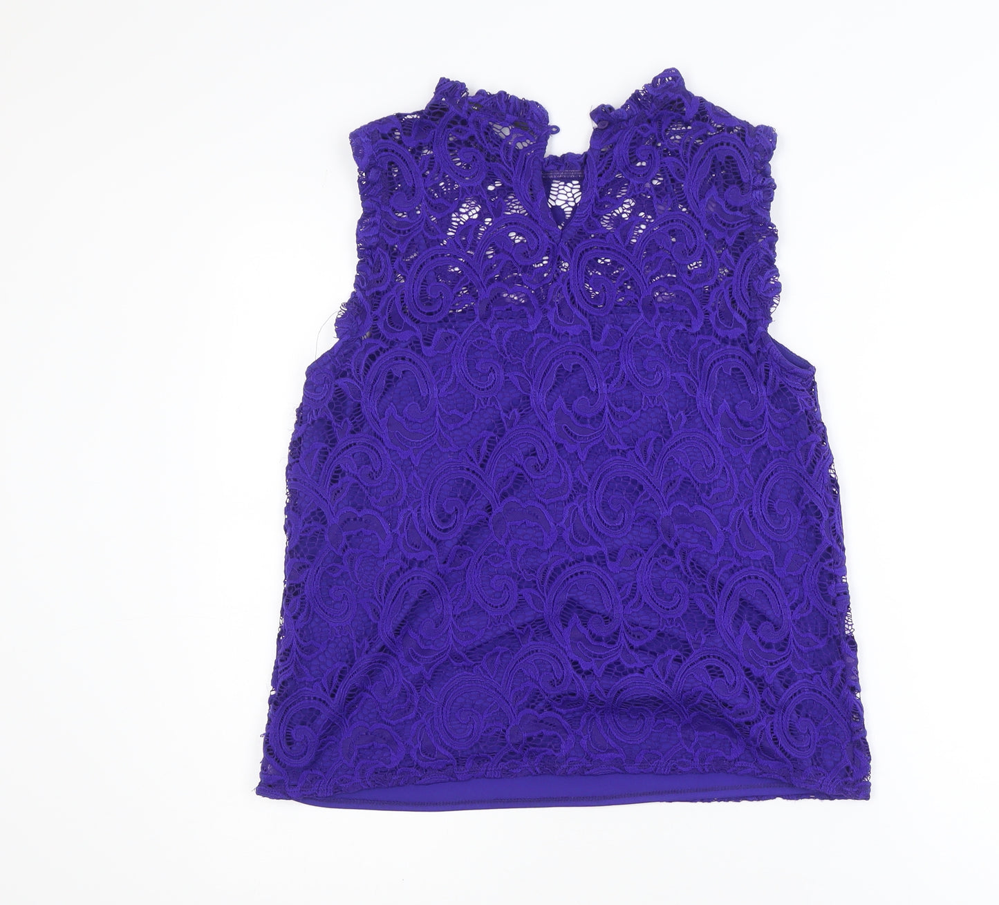 Dorothy Perkins Women’s Purple Lace High Neck Sleeveless Blouse Size 12