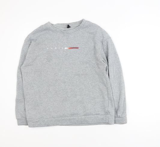 SHEIN Men's Grey Paris Graphic Pullover Sweatshirt M