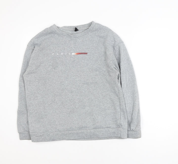 SHEIN Men's Grey Paris Graphic Pullover Sweatshirt M