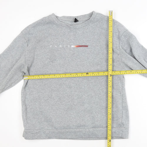 SHEIN Men's Grey Paris Graphic Pullover Sweatshirt M