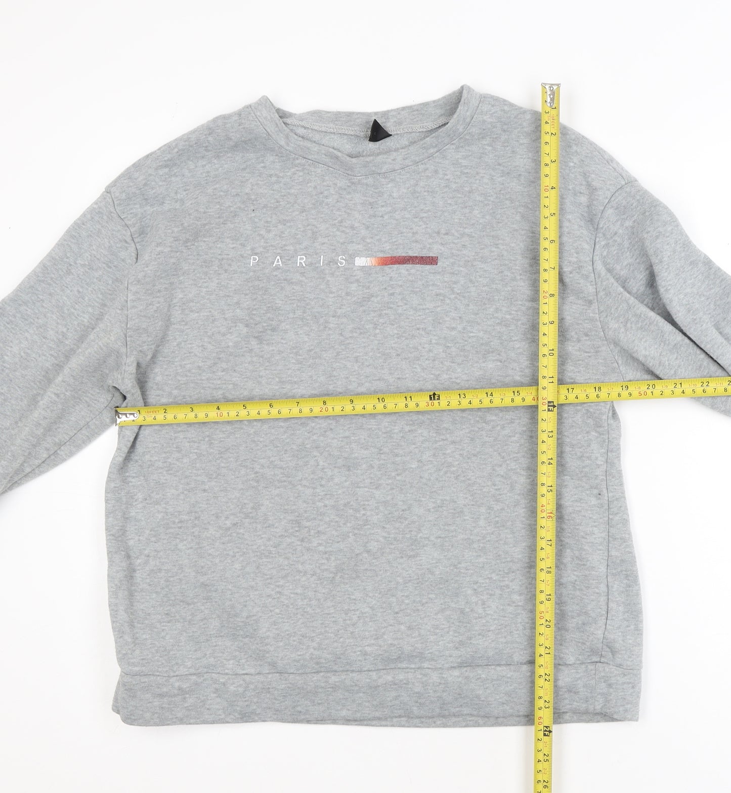 SHEIN Men's Grey Paris Graphic Pullover Sweatshirt M