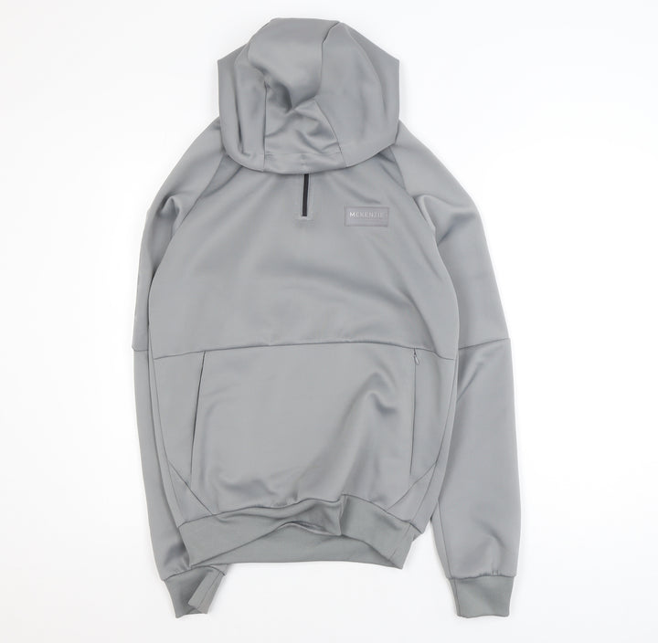 McKenzie Men's Grey 1/4 Zip Hoodie Pullover Size S Polyester Blend