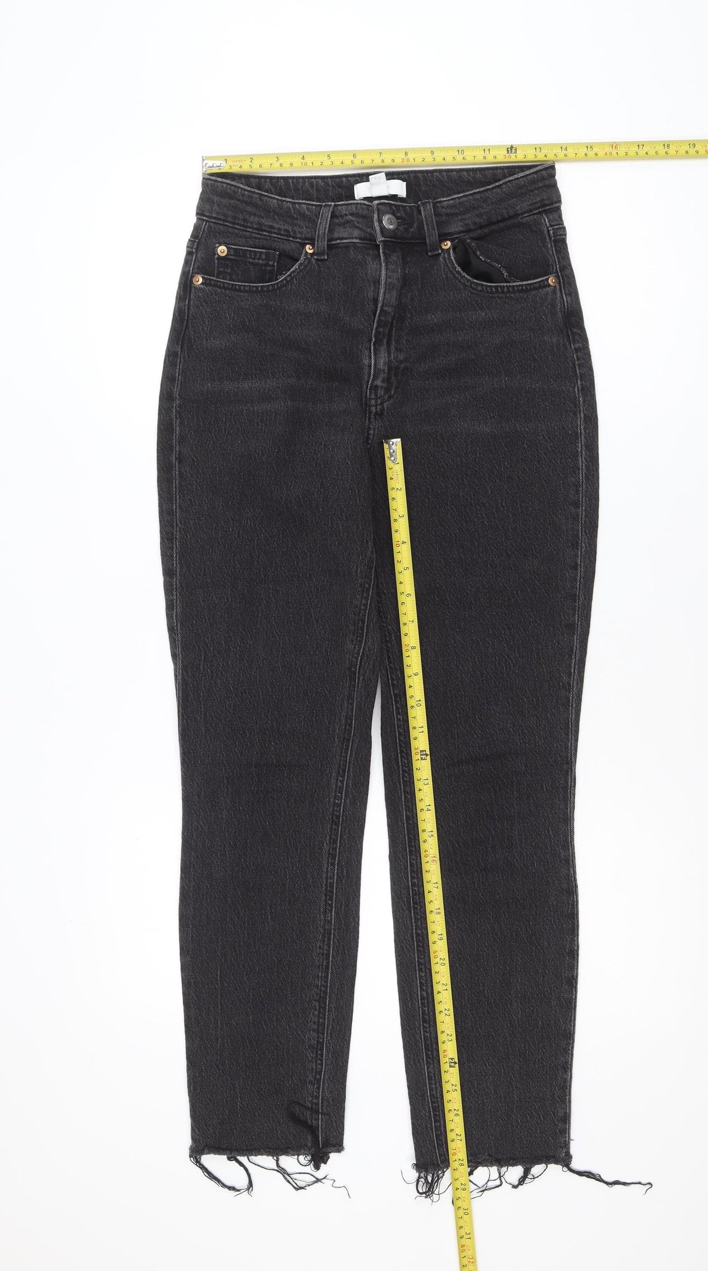 H&M Womens Black High Rise Straight Jeans Size 10