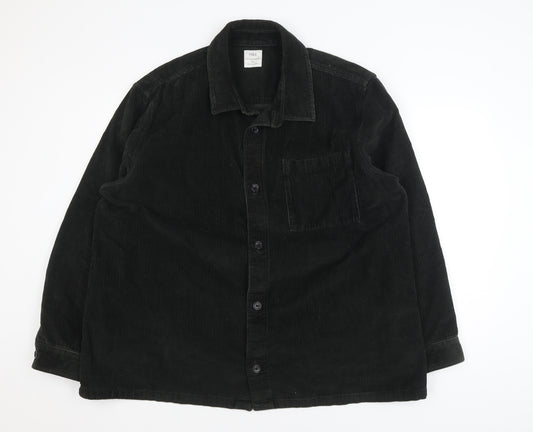 Marks and Spencer Men's Black Corduroy Overshirt Jacket 3XL