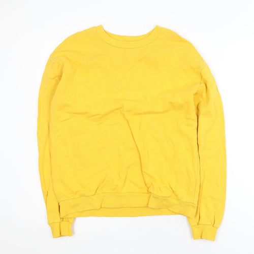 Topshop Women’s Yellow Cotton Crew Neck Pullover Sweatshirt UK 12