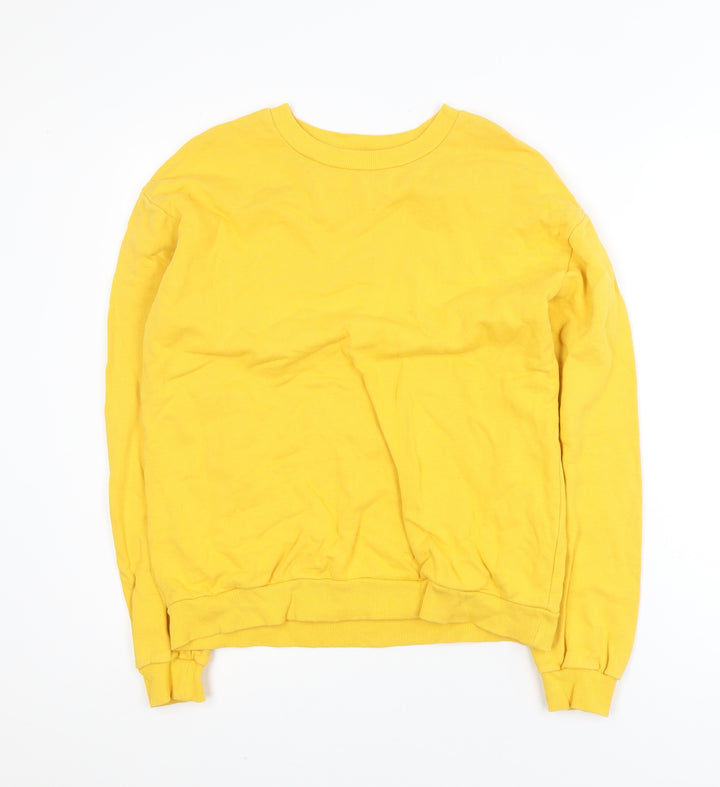 Topshop Women’s Yellow Cotton Crew Neck Pullover Sweatshirt UK 12