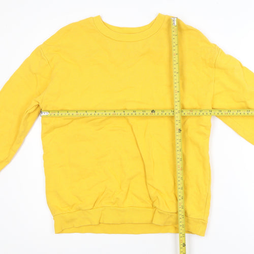 Topshop Women’s Yellow Cotton Crew Neck Pullover Sweatshirt UK 12