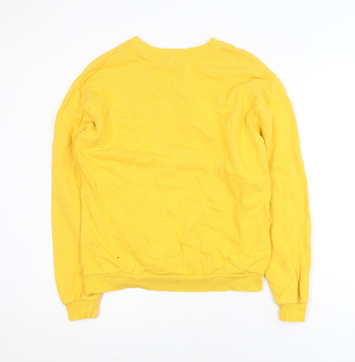 Topshop Women’s Yellow Cotton Crew Neck Pullover Sweatshirt UK 12