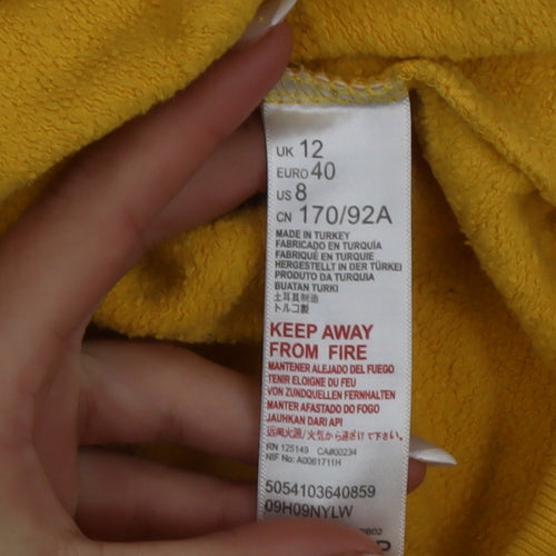 Topshop Women’s Yellow Cotton Crew Neck Pullover Sweatshirt UK 12