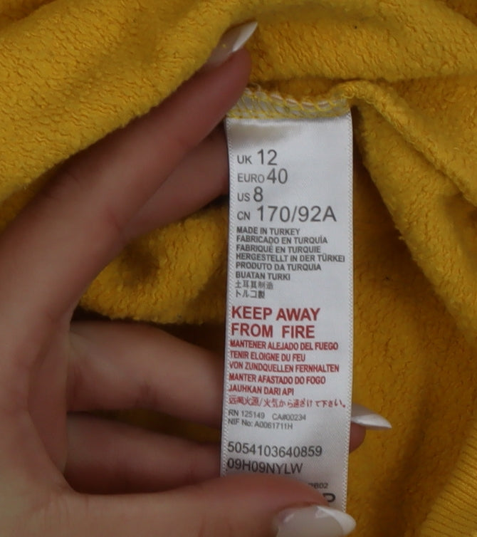 Topshop Women’s Yellow Cotton Crew Neck Pullover Sweatshirt UK 12
